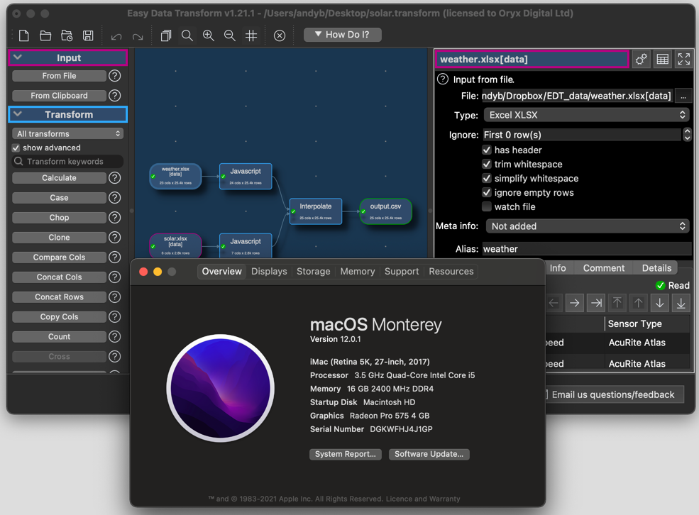 Easy Data Transform on macOS 12 (Monterey)