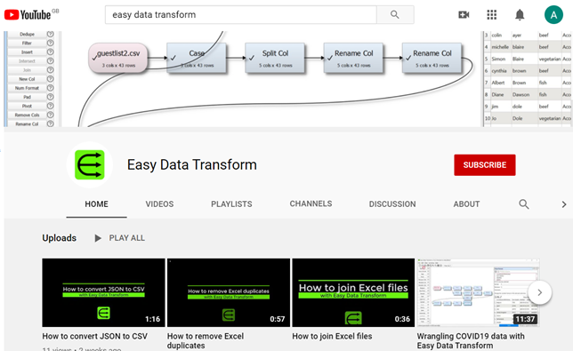 Easy Data Transform YouTube channel