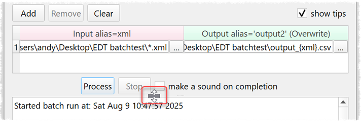 Batch processing window splitter