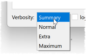 set batch processing verbosity