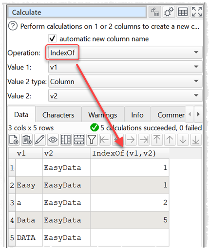 calculate indexof