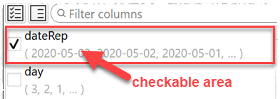 column check area