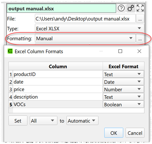 Excel cell formats