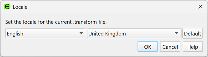 Change the locale in the Locale window