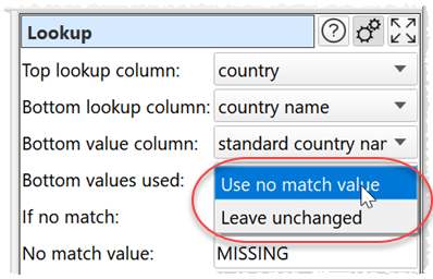 Lookup with no match options