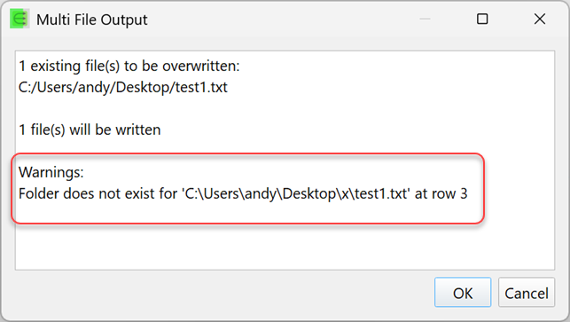 Multi file filder warning