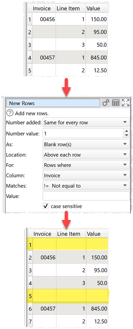 new rows example