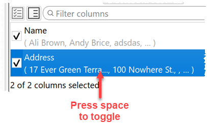 Press space to toggle