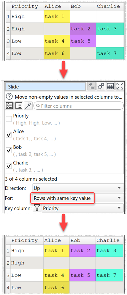 Slide by row key