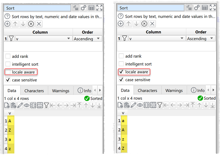 Case sensitive locale sort