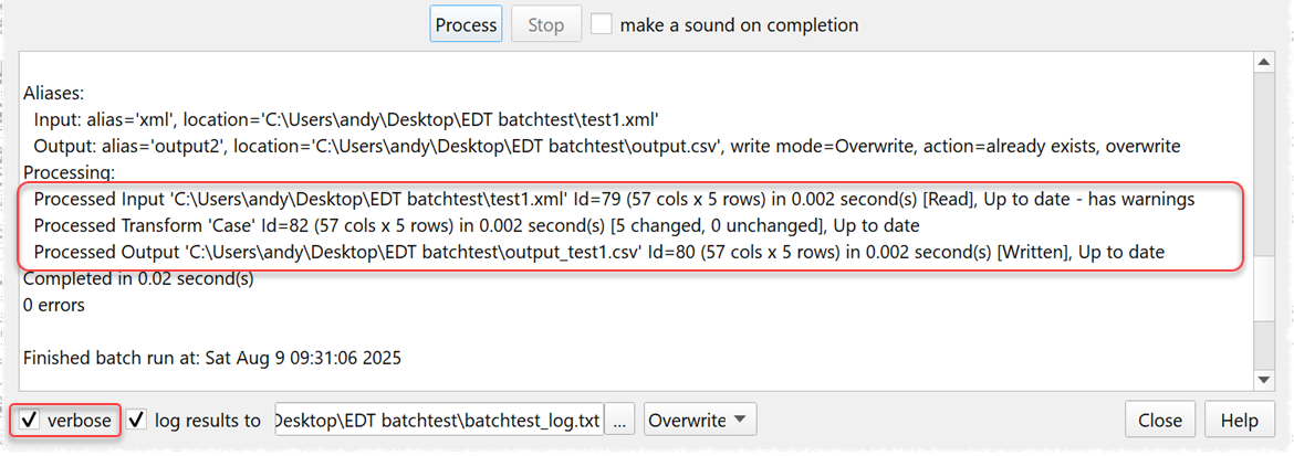 Verbose logging