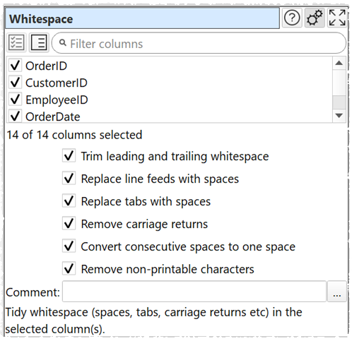 Whitespace transform