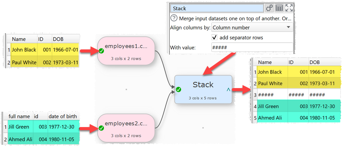 stack with separator