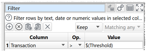 Filter using column variable