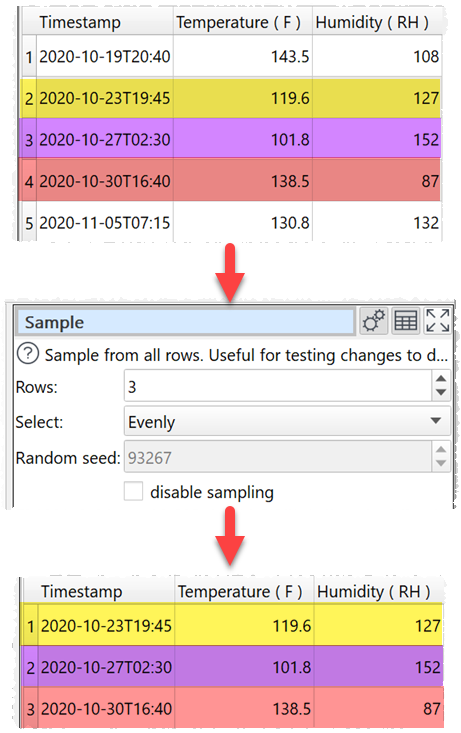 how to sample rows example