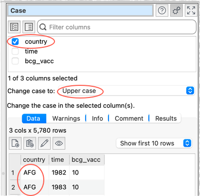 convert to upper case