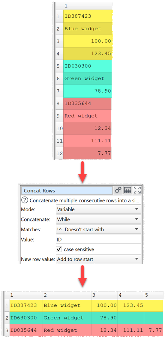 How to concatenate a variable number of rows to each row