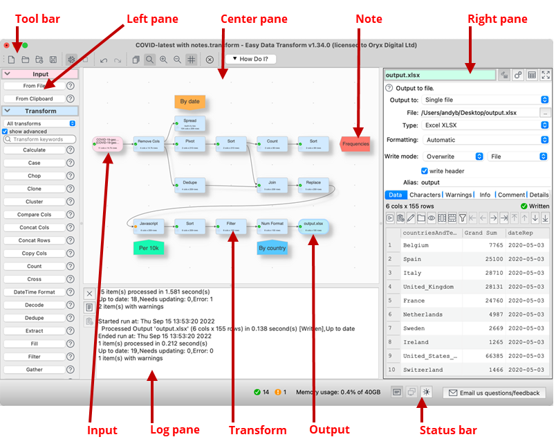 Easy Data Transform main window