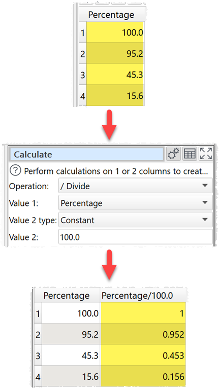 how to divide column of numbers