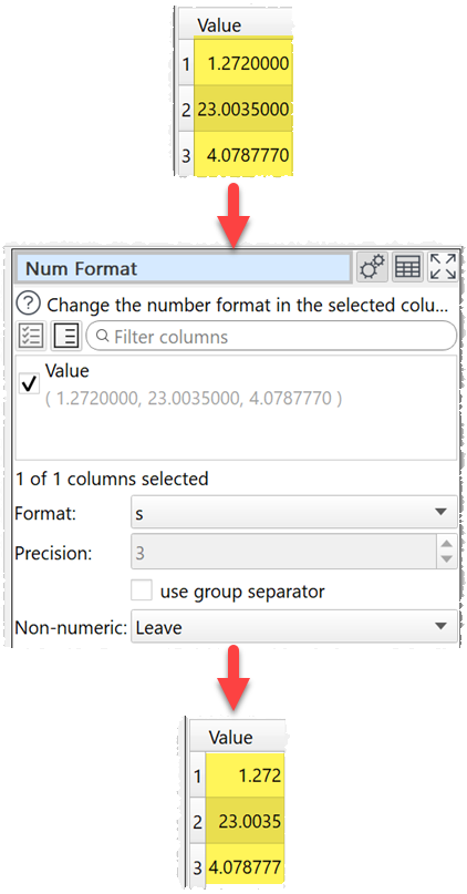 Set numeric to shortest accurate number