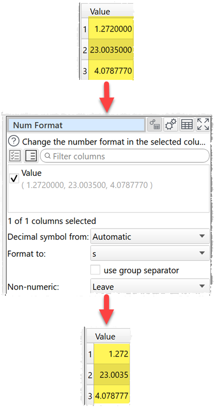 Set numeric to shortest accurate number