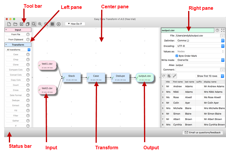 Easy Data Transform main window