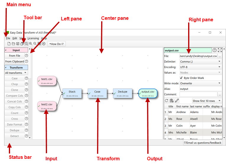 Easy Data Transform main window