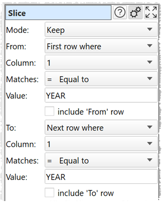 Slice transform options