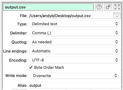 output csv