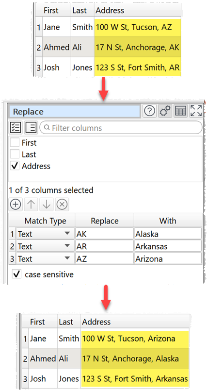 Replace multiple text example