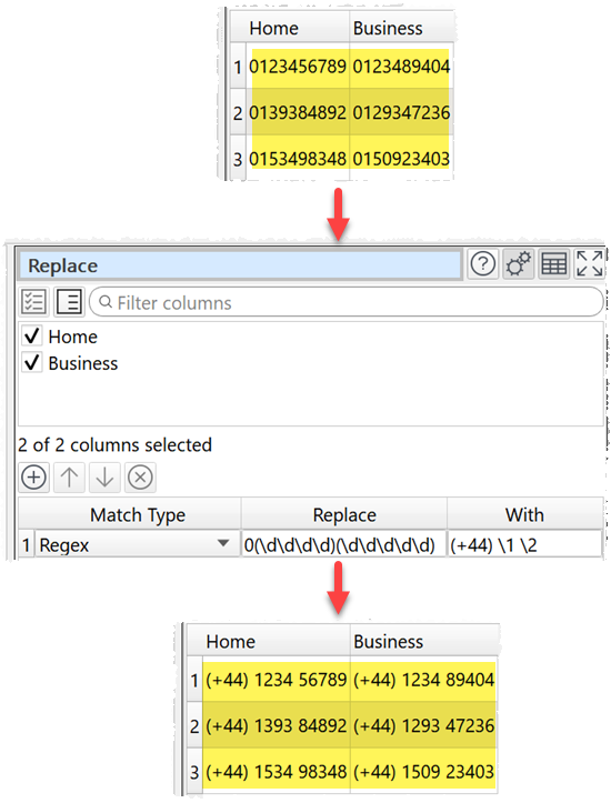 Clean telephone number with regex example