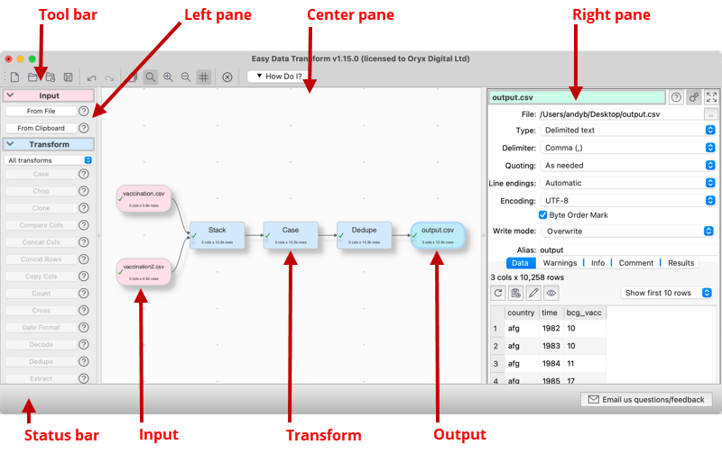 Easy Data Transform main window