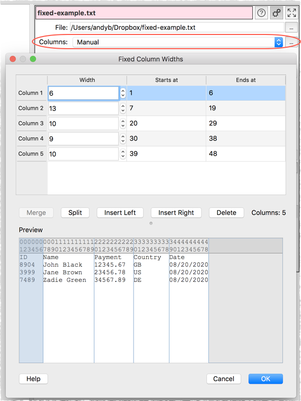 convert fixed width data format file