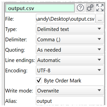 output csv