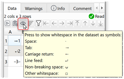 show whitespace in data