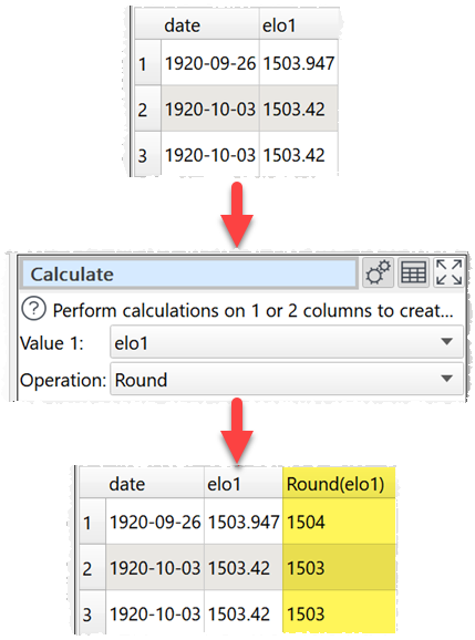 How to round a column of numbers