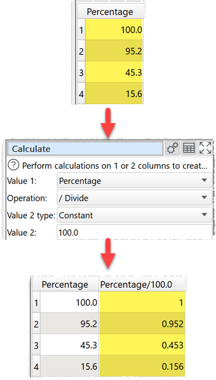 how to divide column of numbers