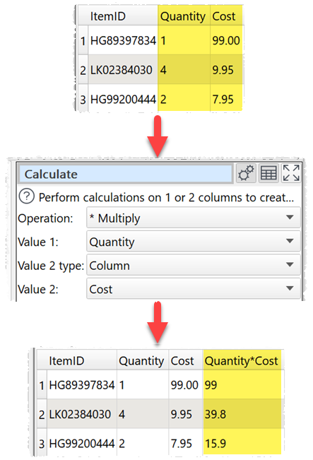 How to multiply 2 columns of numbers example