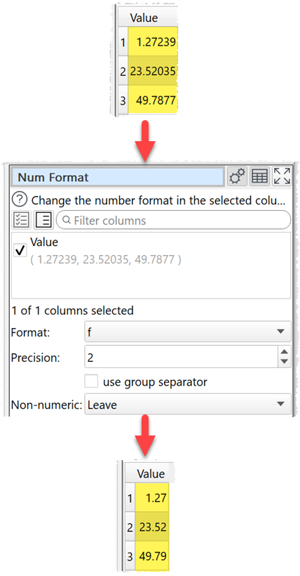 how to set the numeric format example