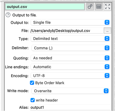 output csv