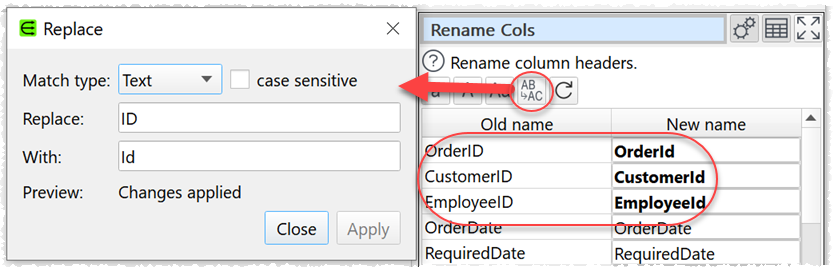 how to rename multiple columns