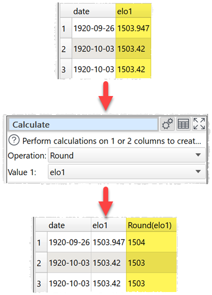 How to round a column of numbers