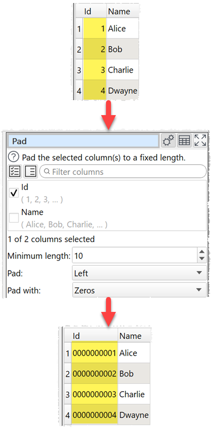 how to pad text in a column example how to pad text in a column example