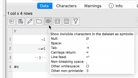 show whitespace in data show whitespace in data
