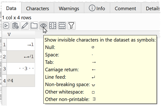 show whitespace in data