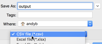 output to CSV output to CSV