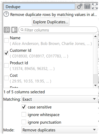 dedupe dataset dedupe dataset