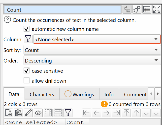 Filter on column name Filter on column name