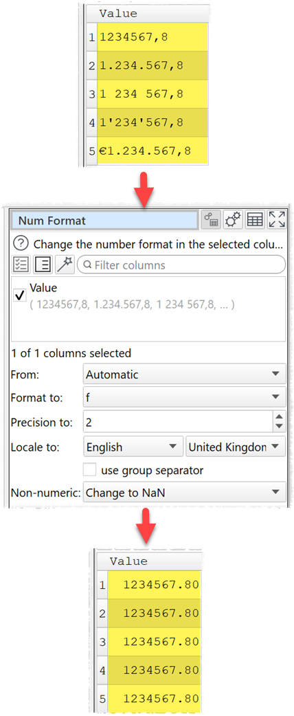 Convert European style numbers to US/UK. Convert European style numbers to US/UK.