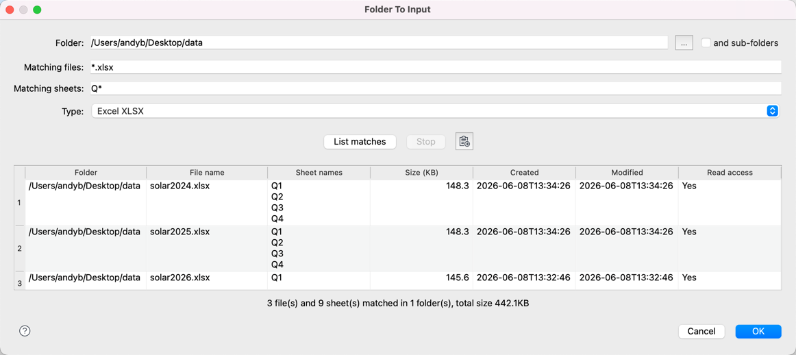 Input a folder of data files on Mac